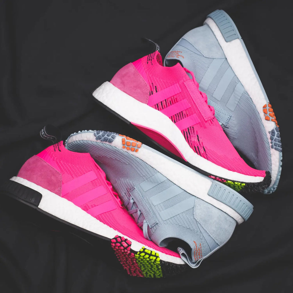 adidas Originals Mens & Womens NMD Racer in Solar-Pink & Blue-Tint/Ash-Grey - Mens (CQ2442) / Womens (CQ2032)