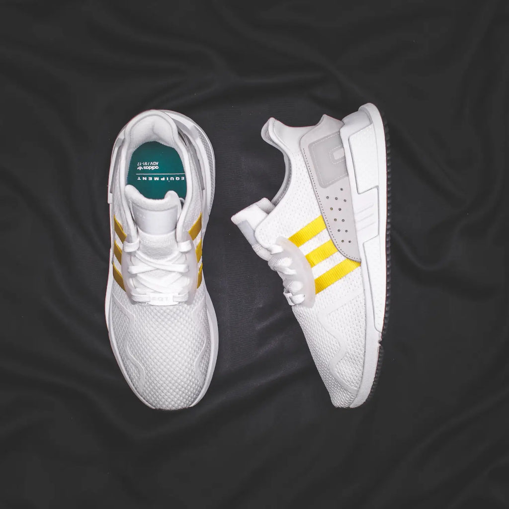 Adidas Originals EQT Cushion ADV in White Yellow Stripes/Mid PK Primeknit in Black Yellow Stripes - (CQ2375/CQ2999)