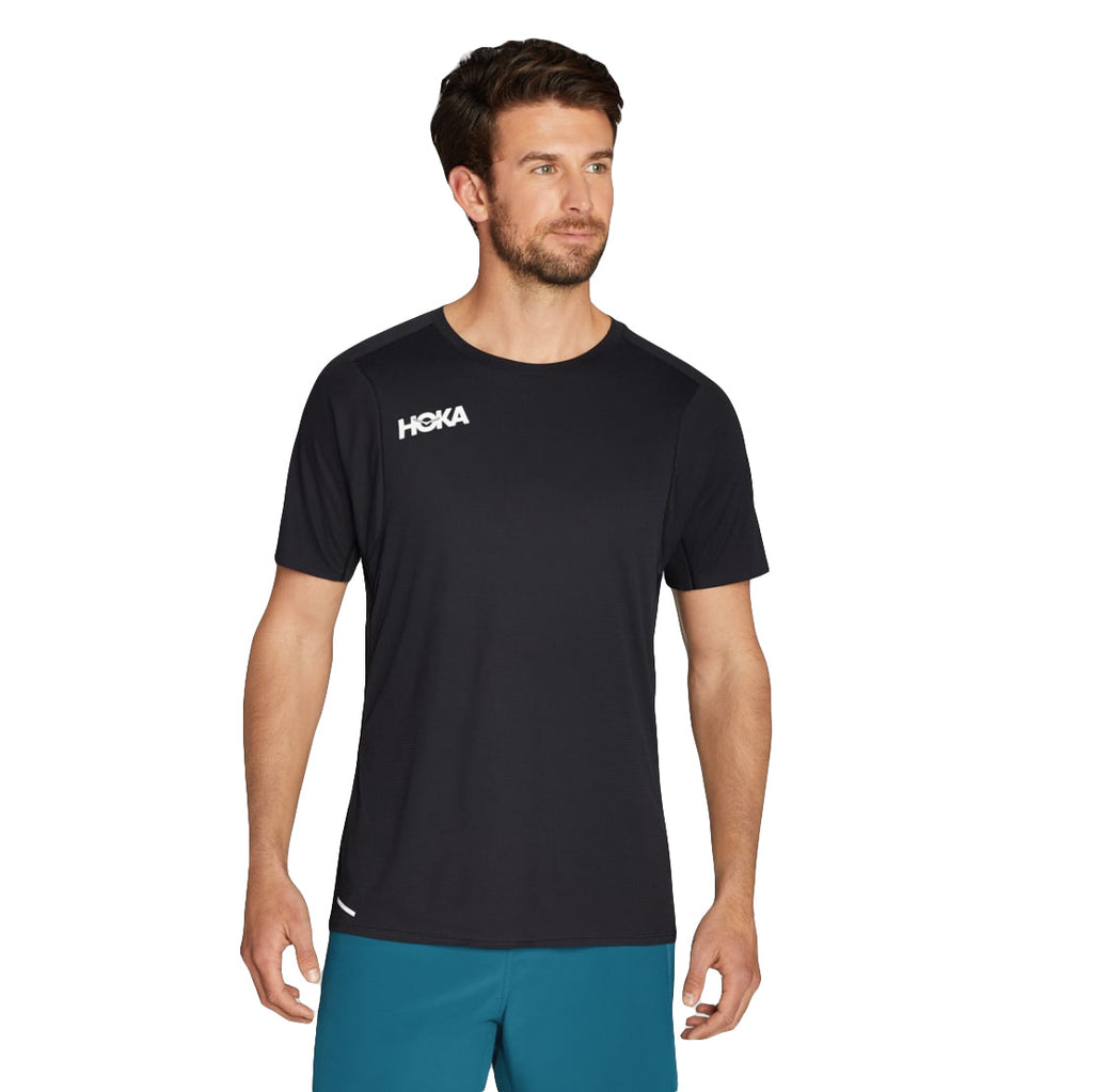 Hoka One One Men Glide Short Sleeve Black 1123725 BLK Solestop