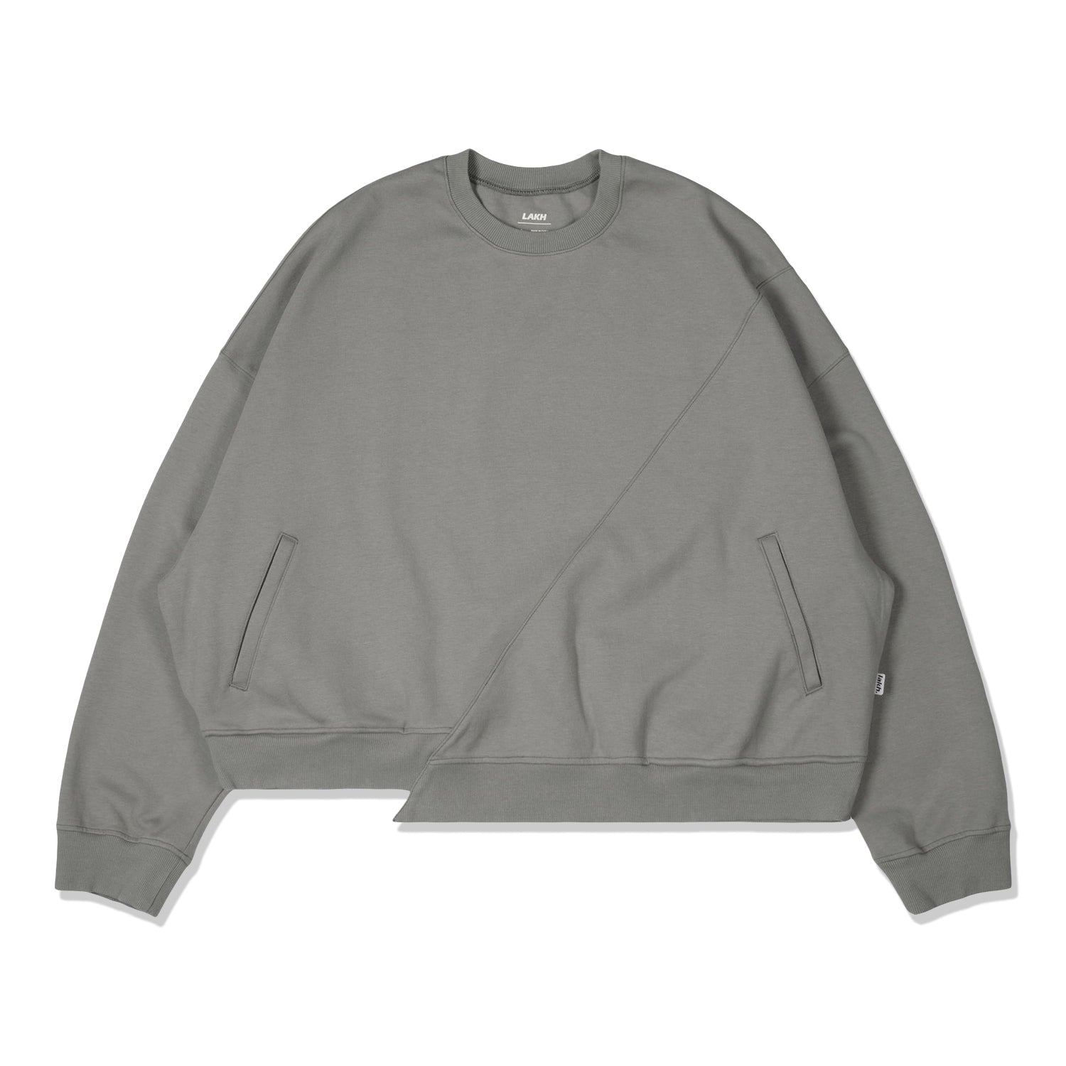 LAKH Men Irregular Patched Crewneck Grey IPC-GREY - SWEATERS - Canada