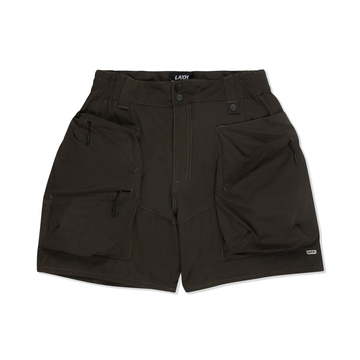 LAKH Men Trapezoid Pockets Utility Shorts Olive - SHORTS - Canada