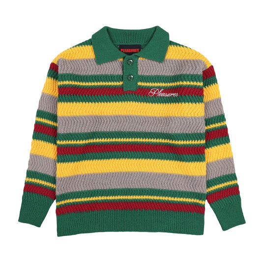 Pleasures Men Cooper Polo Sweater Green - SWEATERS - Canada
