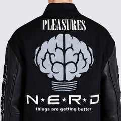 Pleasures Men Nerd Varsity Jacket long Black - OUTERWEAR - Canada