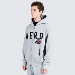 Pleasures Men Nerd Zip Up Hoodie Heather Grey - SWEATERS - Canada