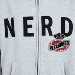 Pleasures Men Nerd Zip Up Hoodie Heather Grey - SWEATERS - Canada