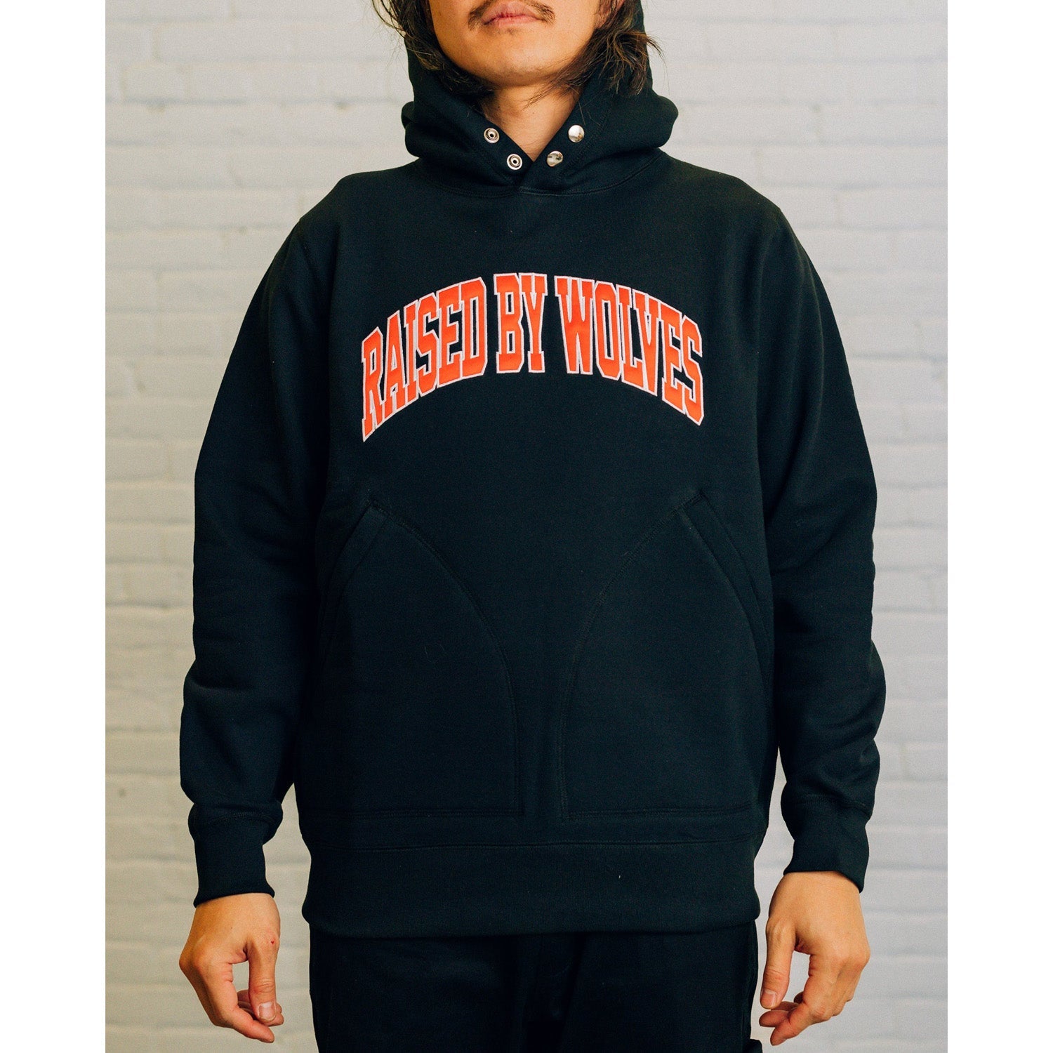 Raised By Wolves Collegiate Two-Pocket Snap Hoodie Black - SWEATERS - Canada