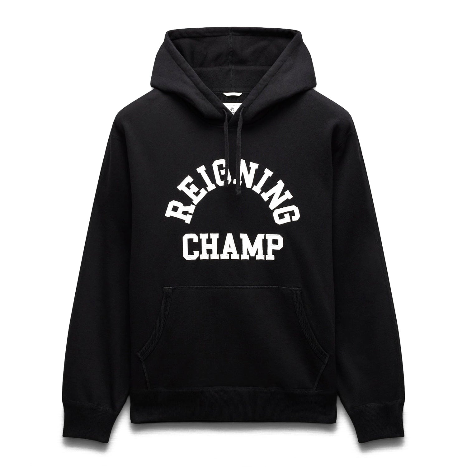 Reigning Champ Men Knit Midweight Terry Arch Logo Hoodie Black - SWEATERS - Canada