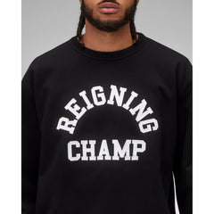 Reigning Champ Men Knit Midweight Terry Classic Arch Logo Crewneck Black - SWEATERS - Canada