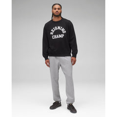 Reigning Champ Men Knit Midweight Terry Classic Arch Logo Crewneck Black - SWEATERS - Canada