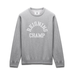 Reigning Champ Men Knit Midweight Terry Classic Arch Logo Crewneck Heather Grey - SWEATERS - Canada