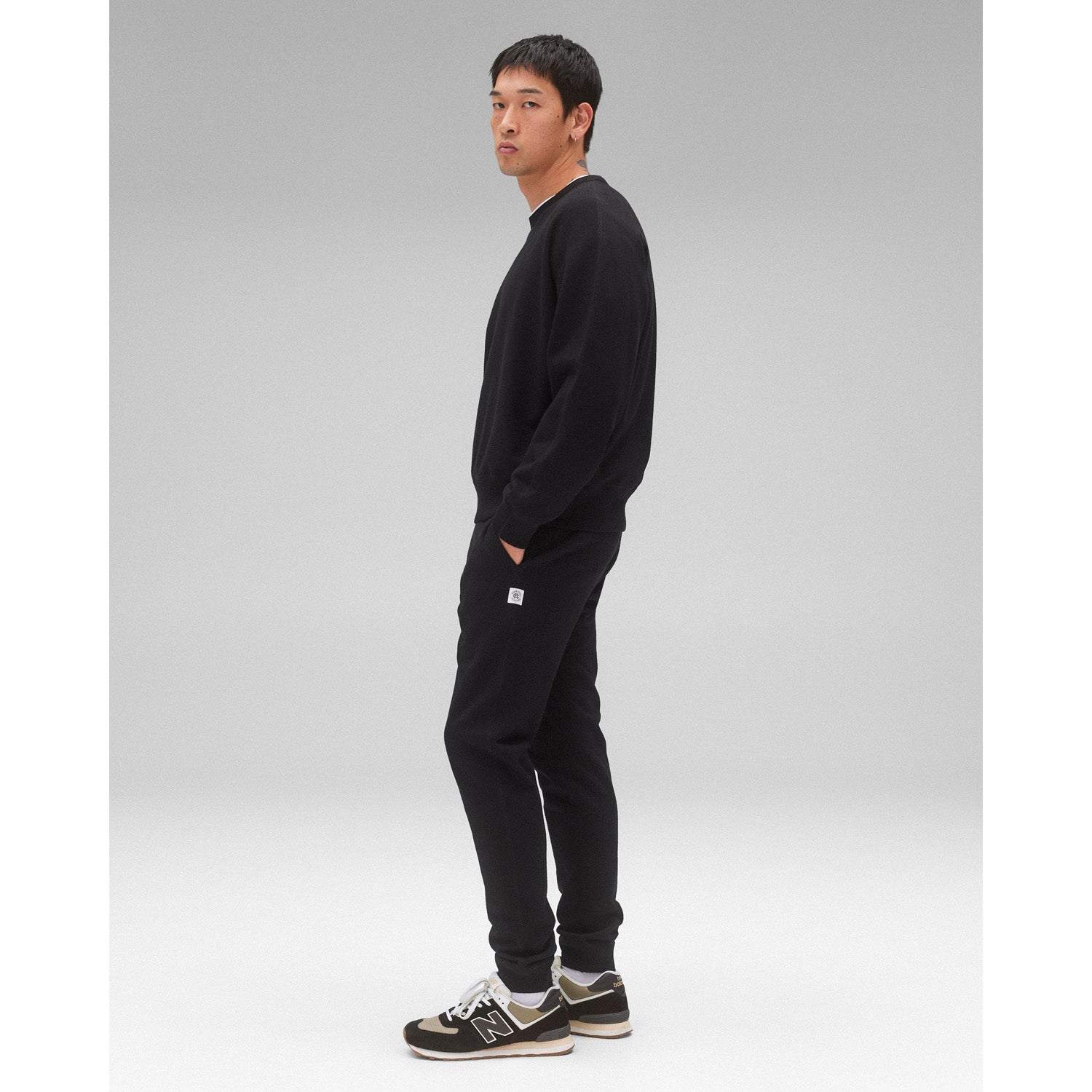 Decrease quantity for Reigning Champ Men Knit Midweight Terry Slim Sweatpant Black RC-5587-BLK - BOTTOMS - Canada