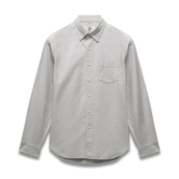 Reigning Champ Men Woven Windsor Oxford Shirt fire-print Light Grey RC-8000-LGRY - TOPS - Canada