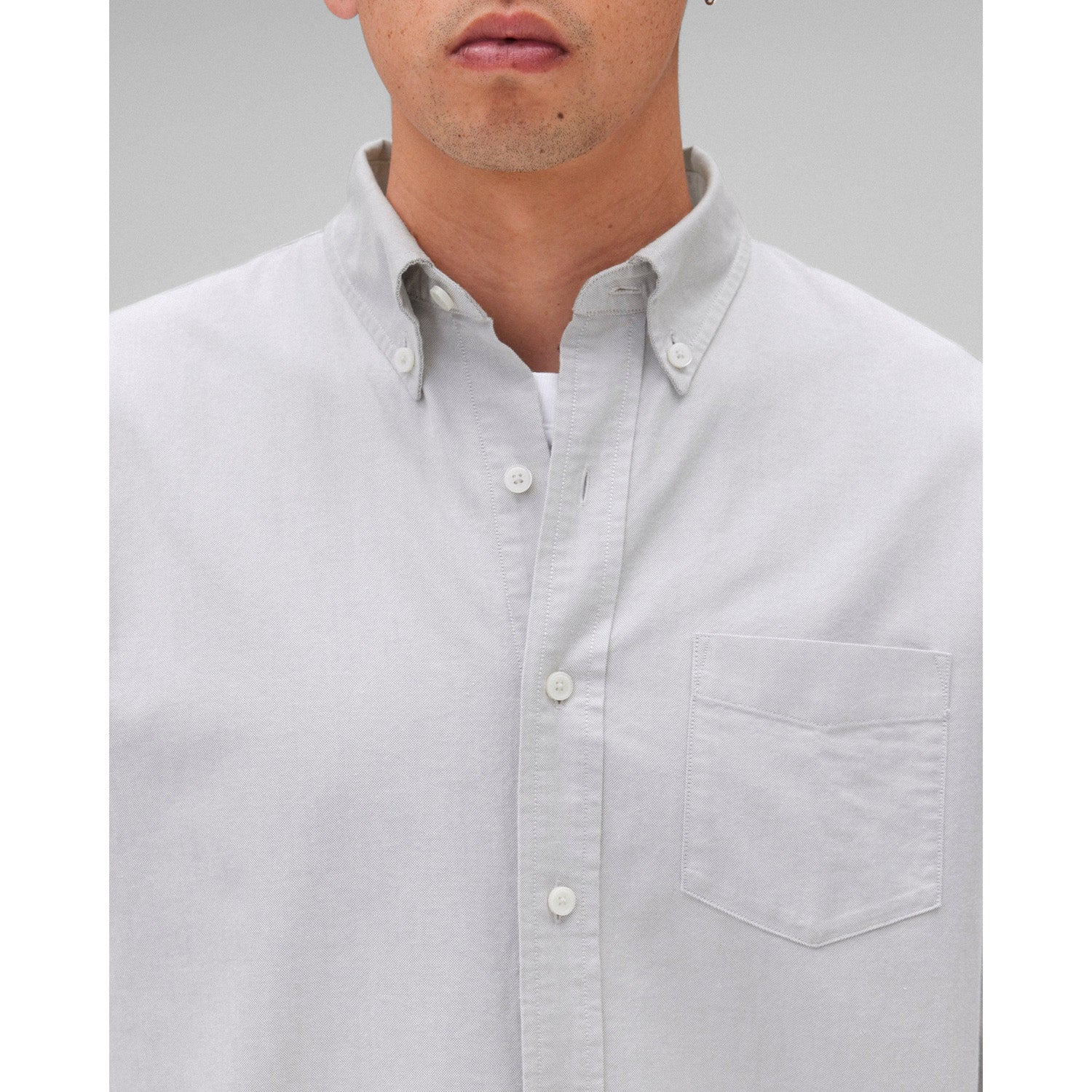 Reigning Champ Men Woven Windsor Oxford Shirt fire-print Light Grey RC-8000-LGRY - TOPS - Canada