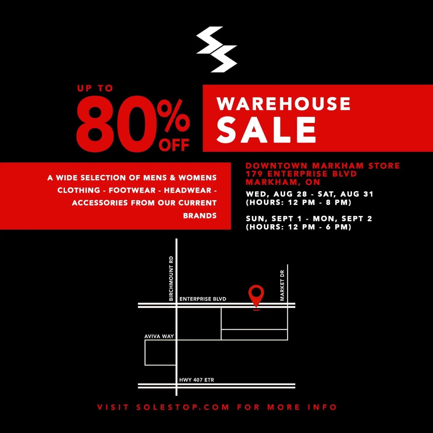 SOLESTOP WAREHOUSE SALE - Up to 80% off EVERYTHING in-store!