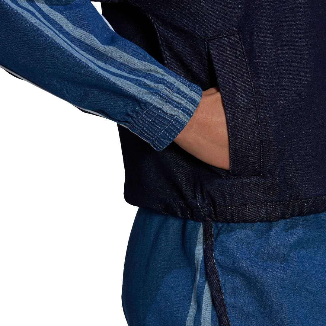up hoodie Blue (HotelomegaShops) - patchwork denim zip - TEEN logo hooded  sweat jacket