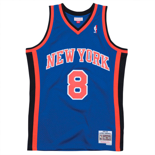 Big Boys Black New York Knicks Hardwood Classics Throwback Big Face Mesh  Shorts