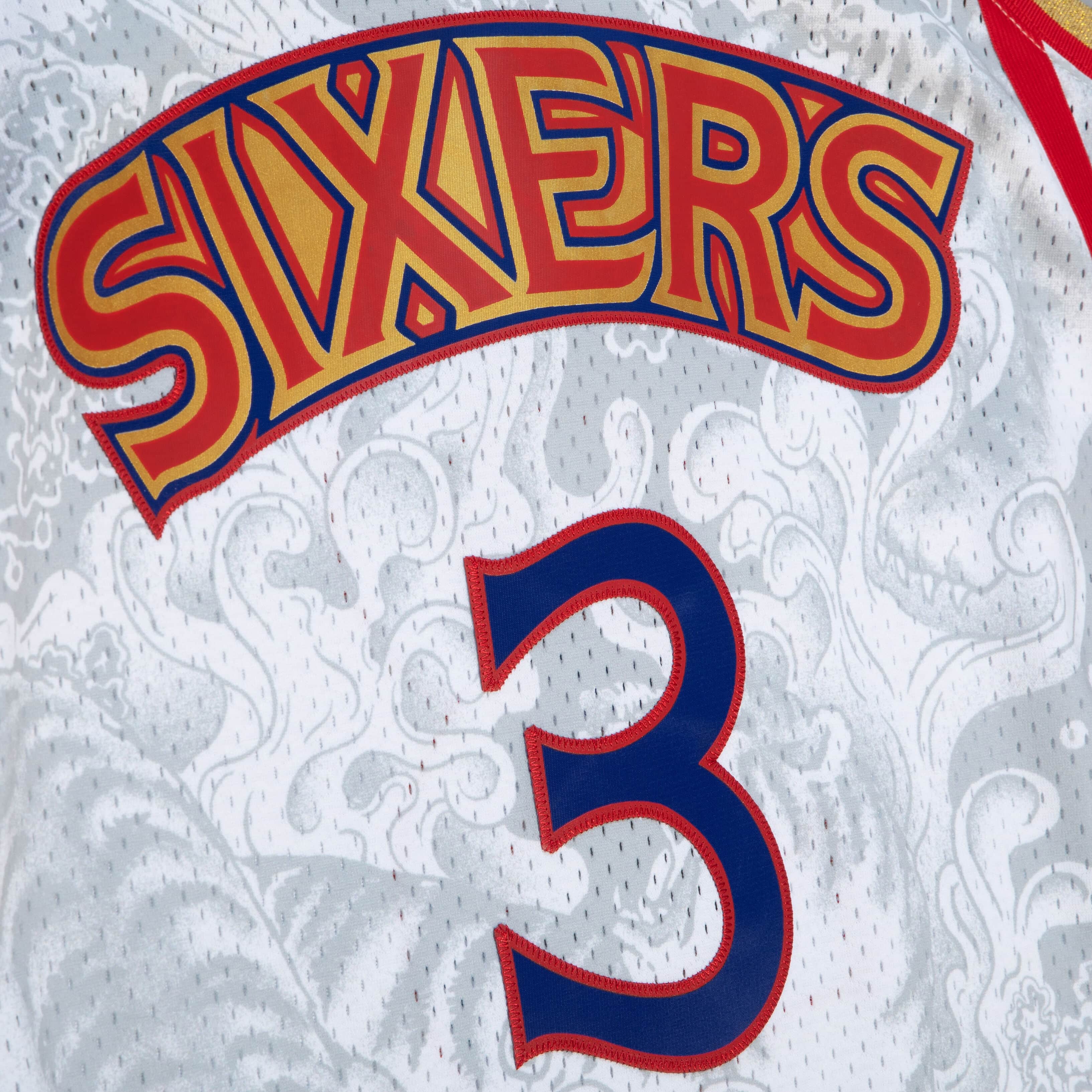 Philadelphia 76ers NBA All Over Crew 2.0 By Mitchell & Ness - Scarlet - Mens